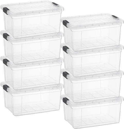 Vista 124 de Superio Mini contenedor de almacenamiento de plástico para crayón, suministros de arte y estuche de costura, organizador pequeño apilable
