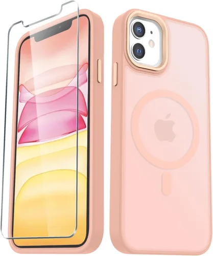 Vista 41 de YENAPOON Funda magnética mate para iPhone 11 con 1 protector de pantalla, compatible con Magsafe, translúcida esmerilada, delgada, a prueba