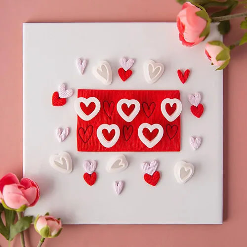 Vista 5 de 10 unidades/caja mini cortadores de arcilla polimérica de corazón para el día de San Valentín, cortadores de aretes de cerámica suave, kit