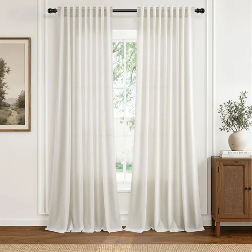 Vista 36 de Hokibero Cortinas de lino natural de 96 pulgadas de largo para sala
