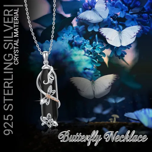 Vista 6 de CUOKA Miracle Colgante de cristal de libélula, collar de cuarzo curativo de plata esterlina