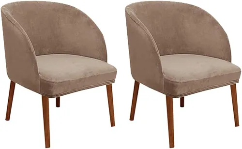 Vista 22 de Juego de 2 fundas de terciopelo elástico para sillas de comedor, con respaldo curvo moderno, protector de silla para sala de estar, dormitorio, Beige