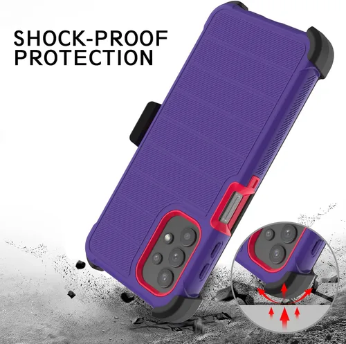 Vista 3 de Funda para Galaxy A32 5G con protector de pantalla de TPU suave, [serie de fundas], funda protectora de cuerpo completo resistente con clip