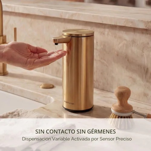 Vista 3 de simplehuman Bomba de sensor recargable automática sin contacto de 9 oz, latón, acero inoxidable