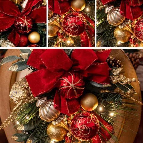 Vista 7 de Valery Madelyn Botín de lágrima de Navidad preiluminado para decoración al aire libre, decoración de buzón de 24 pulgadas con 20 luces LED, cinta