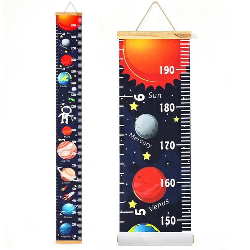 Vista 12 de Tabla de crecimiento de altura para bebés Regla colgante de pared de Mibote para niños, tabla de crecimiento de altura extraíble en lona 2 m x 20 cm