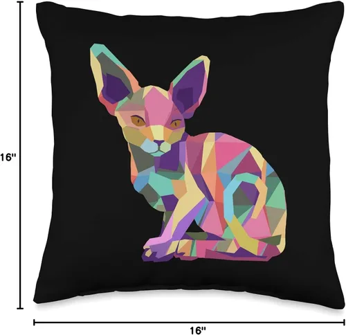 Vista 4 de Sphynx Cat Gifts - Cojín para mujer, diseño de gato con esfinge, 16.0 x 16.0 in, multicolor