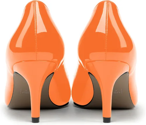Vista 4 de MERRORI Zapatos de tacón medio con punta cuadrada y charol para mujer, de 2.5 pulgadas