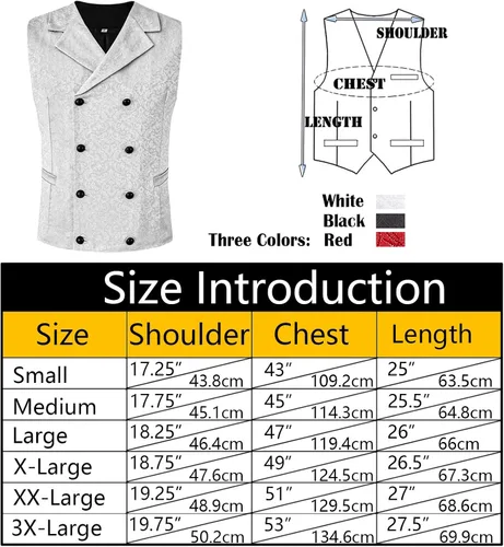 Vista 4 de Chaleco de traje steampunk para hombre, chaleco gótico victoriano de doble botonadura