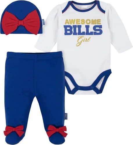 Vista 16 de NFL Conjunto de enterizo, pantalón con pies y gorro de 3 piezas para bebé niña