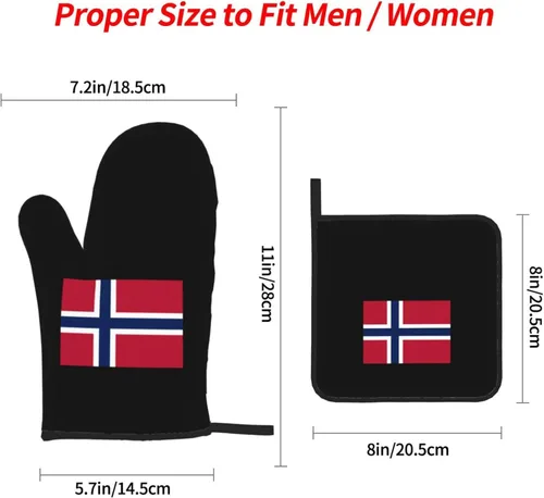 Vista 4 de Norway Flag - Juego de 4 manoplas de horno resistentes al calor