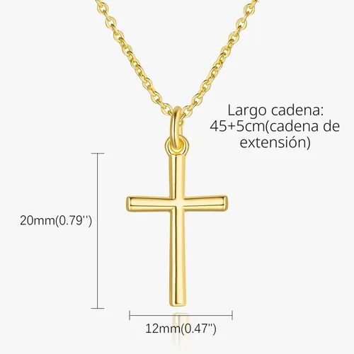 Vista 2 de AMELINE Collares de cruz de oro de 14 quilates para mujer, cadena de cruz de oro, colgante minimalista, collar pequeño para mujer, joyería