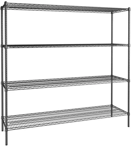 Vista 7 de Kit de 4 estantes de epoxi verde NSF de 21 x 72 pulgadas con postes de 86 pulgadas, estantería de almacenamiento resistente, kit de estantería