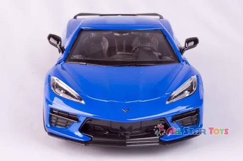 Vista 4 de 2020 Chevrolet Corvette C8 Stingray Blue Metallic "Timeless Legends" 1/24 Modelo de auto fundido a presión por Motormax