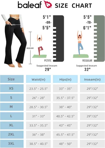 Vista 6 de BALEAF Leggings acampanados para mujer, pantalones de yoga cruzados a la moda, cintura alta, casuales, con bolsillos