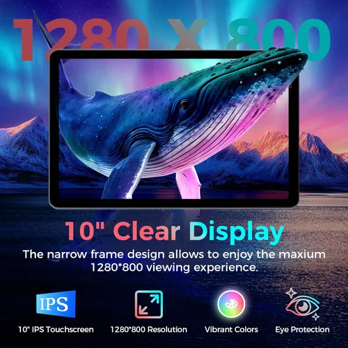 Vista 7 de Tableta con teclado, tableta Android 15 2026 con 26GB+256GB+2TB Expand, Tablet PC de 10 pulgadas con 8 núcleos, Gemini AI, WiFi 5G, 8000mAh, BT5.0