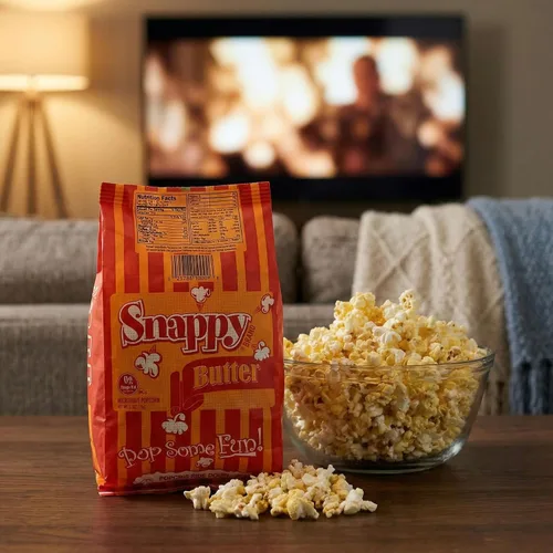 Vista 3 de Snappy Palomitas de maíz para microondas con mantequilla, bolsas grandes de 3.5 onzas, 48 unidades, sin OMG, grano entero