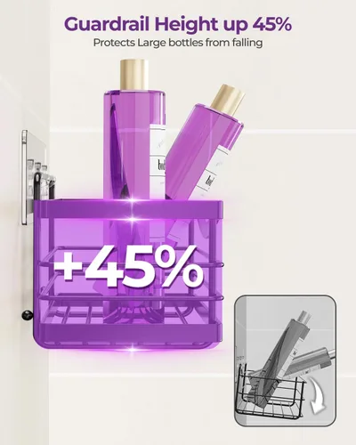 Vista 4 de ODesign Estante organizador de ducha de acero inoxidable SUS304 para almacenamiento de baño y cocina, estante adhesivo sin perforaciones con 4 Negro