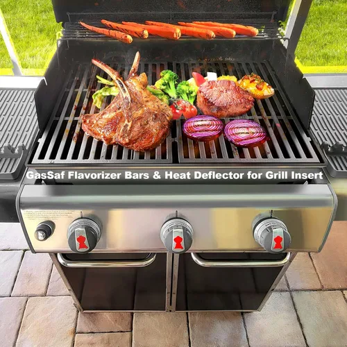 Vista 6 de GasSaf Barras aromatizantes de 17.5 pulgadas para Weber Genesis 300 E310 E20 E330, barras aromatizantes 7620 7621 para parrillas Weber Genesis 300