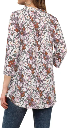 Vista 3 de BEPEI Blusas de manga 34 para mujer, cuello en V, camisas de trabajo de negocios