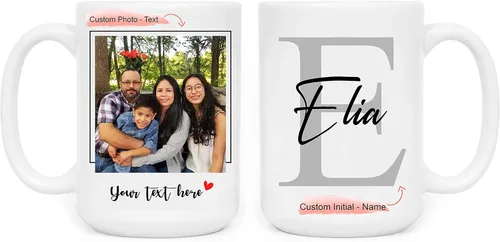 Vista 8 de SANTANNA Taza personalizada para hombres, iniciales personalizadas con nombre de café de cerámica (sus estilos favoritos)