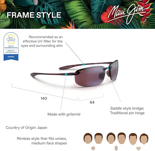Vista 26 de Maui Jim Gafas de sol rectangulares Hookipa