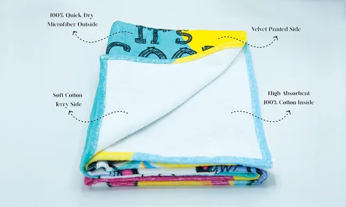 Vista 4 de Toalla de playa - Algodón suave y absorbente y microfibra de secado rápido - 33 x 61 pulgadas - Producto perfecto para playa, piscina y viajes, moda