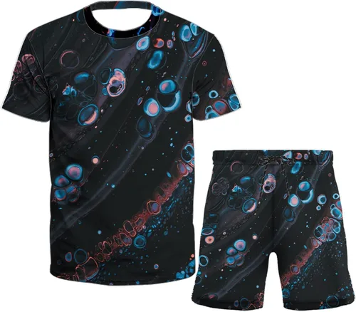 Vista 2 de EELHOE Men's 2 Piece Outfits Lightweight Relaxed Fit Short Sleeve Shirts and Printed Shorts Breathable Athletic Suit