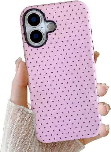 Vista 22 de Compatible con iPhone SE/8/7 Funda Linda para Celular, Diseño de Patrón Estético de Puntos, Funda Protectora Antiarañazos de 2 Capas Híbridas a Azul