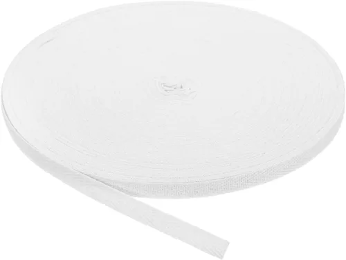 Vista 29 de uxcell Cinta de sarga, 1 cinta de tela de algodón de 11 yardas x 0.315 in, rollo de cinta de espiga para ropa, accesorios, bolsas (beige y blanco)