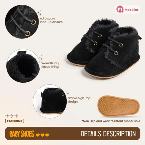 Vista 5 de Meckior Botar para aprender a caminar unisex, para niños y niñas, recién nacidos, terciopelo, suela de goma, zapatos antideslizantes