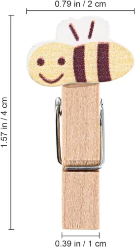 Vista 5 de ABOOFAN 50 pinzas para la ropa con cordel de madera con clips de fotos de abeja para colgar fotos, ropa, manualidades, artes al aire libre e