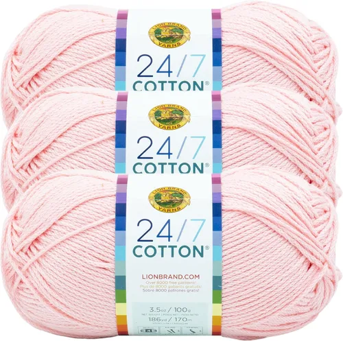 Vista 68 de Lion Brand Yarn - Hilo ligero 24/7 de algodón para tejer, hacer ganchillo y manualidades, Ámbar, paquete de 1 Light Worsted 100% Mercerized Cotton