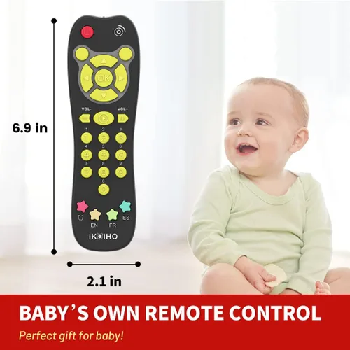 Vista 7 de Juguete de Control Remoto para Bebé, Juguete de Control Remoto de TV Realista para Niños Pequeños con Luz y Sonido, Juguete de Aprendizaje Educativo