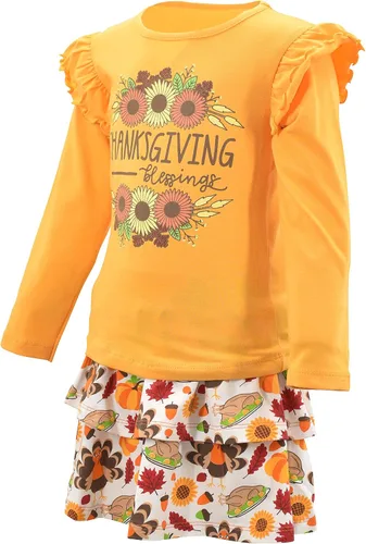 Vista 78 de Unique Baby Girls 2pc Skirt Set Outfit Long Sleeve Top with Skirt