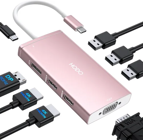 Vista 16 de Adaptador multipuerto USB-C para MacBook Air/Pro - Dongle HDMI 6 en 1 con puertos 4K, USB 3.0, lector de tarjetas SD/TF para MacBook M1/m2/m3/m4