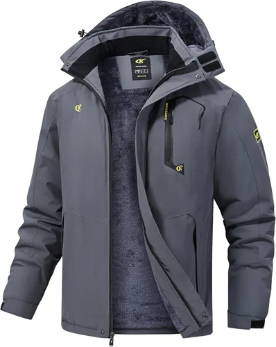 Vista 4 de Tyhengta Chaquetas de esquí impermeables para hombre, abrigos de invierno, chaqueta de nieve ajustable, cortavientos de forro polar, rompevientos
