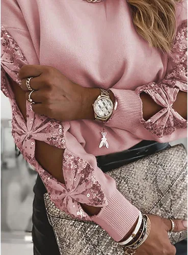 Vista 4 de Mayntop Suéter de punto de manga de lentejuelas brillantes para mujer suéter de moda para fiesta suéter de jersey