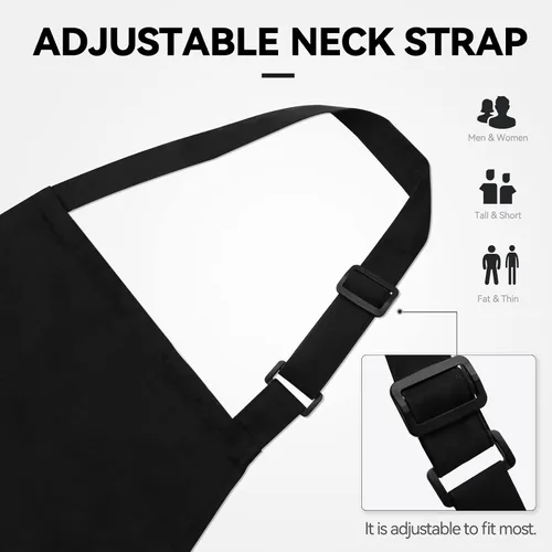 Vista 6 de NLUS Delantales de chef para hombres y mujeres, delantales de cocina para mujeres con 2 bolsillos, delantales ajustables, resistentes al agua y al