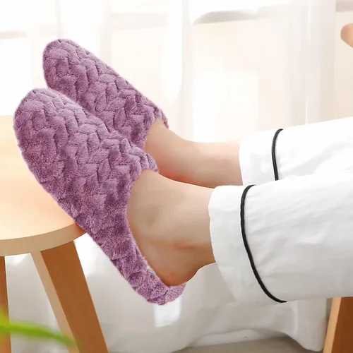 Vista 4 de JWSVBF Pantuflas para mujer, plataforma interior, bonitas, mullidas y acogedoras, antideslizantes, para dormir en casa