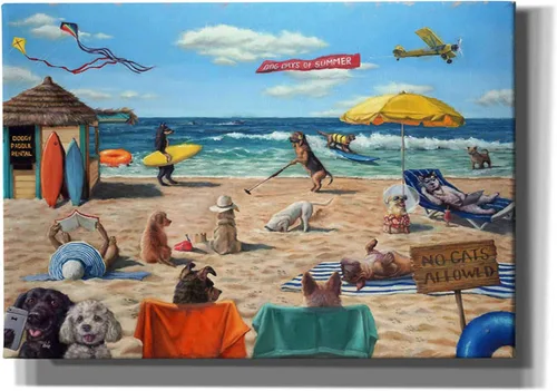 Vista 7 de Epic Graffiti 'Dog Beach' de Lucia Heffernan, arte de pared en lienzo, 16 x 12 pulgadas