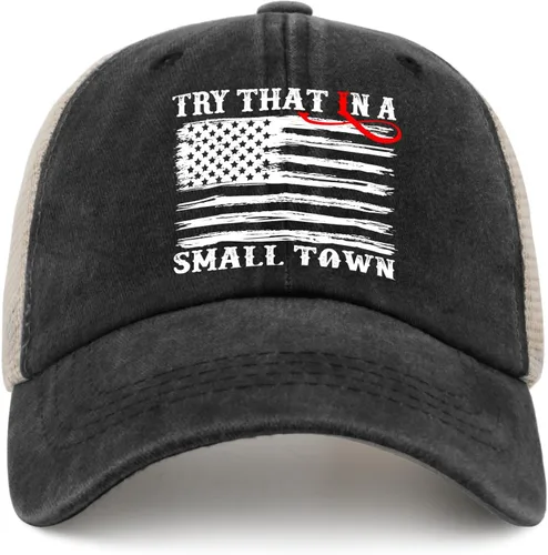 Vista 26 de Hat Try That in Small Towns Trucker Hat Men Funny Mesh Cap for Summer