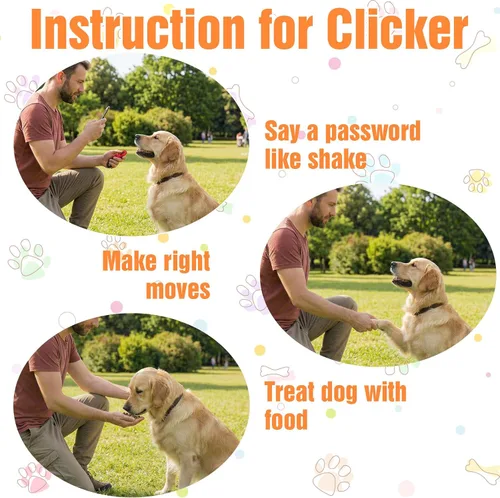 Vista 4 de Clicker de 18 piezas para entrenamiento de perros, juego de clicker de entrenamiento de mascotas con correa de muñeca para perros, gatos, cachorros