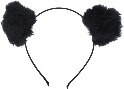 Vista 4 de LUX ACCESSORIES Juego de diadema de orejas de gato con pompón para niñas de Halloween (3 piezas)