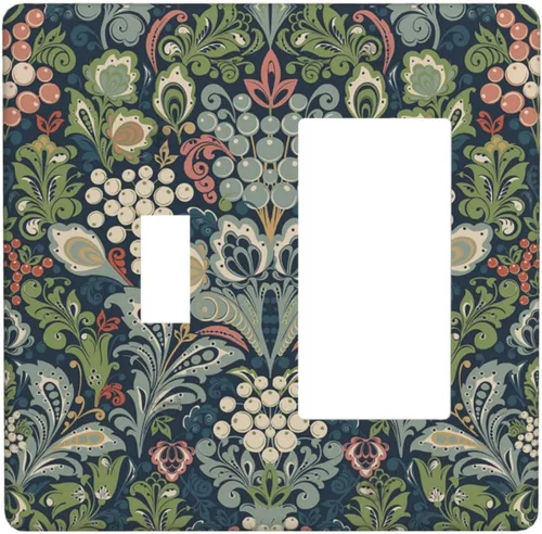 Vista 127 de William Morris Floral Boho Azul Medianoche Azul Bohemio Flor 1 Banda Dúplex Cubierta de Salida Decorativa Receptáculo Único Interruptor Eléctrico