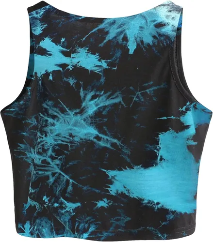 Vista 2 de Remidoo Camiseta sin mangas para mujer, estilo casual, con gráficos, recortada, cuello redondo