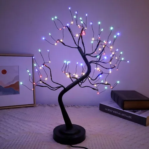 Vista 2 de Luz negra para árbol bonsái de 108 L, lámpara de árbol de hadas con ramas ajustables, árboles artificiales LED, USB y funciona