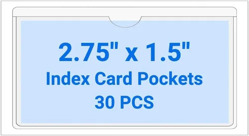 Vista 151 de 30 PCS Clear Self Adhesive Plastic Label Pockets, Top Loading Business & Library Index Card Holders, Peel and Stick Sleeves for Storage Bins, Totes