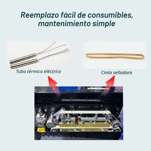 Vista 7 de Phezer Máquina de sellado térmico continuo, sellador automático de bolsas de plástico con control digital de temperatura, sellador térmico de banda