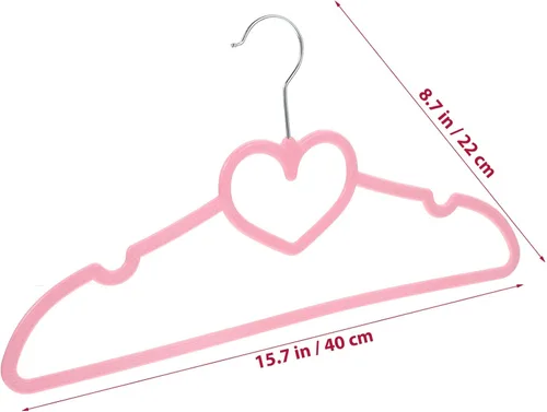 Vista 4 de Perchas prácticas de plástico ABS, paquete de 10 perchas antideslizantes con color y patrón de corazón, adecuadas para abrigos, camisas, vestidos